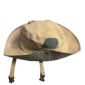 REI Co-op Sahara Bucket Hat Kids 4Y-7Y Beige Vented Can Strap Snap Up Sides
